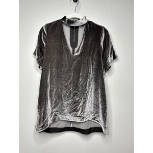 Madewell Taupe Velour Silk-Blend Short Sleeve Shirt Size XS